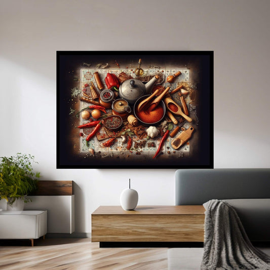 Spices Kitchen Wall Art, Food Artwork, Abstract Wall Decor, Indian Spices Canvas, Modern Wall Decor Home Decor - Y Canvas