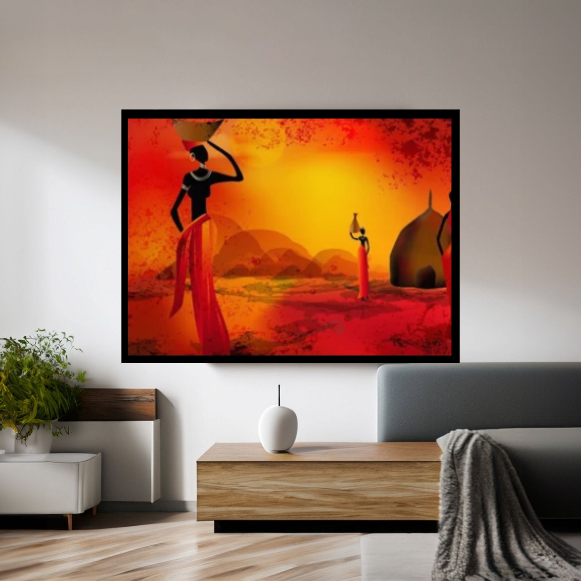 African Women Canvas Wall Art, African Afro Art Canvas, Black Woman Canvas, African Woman Art - Y Canvas