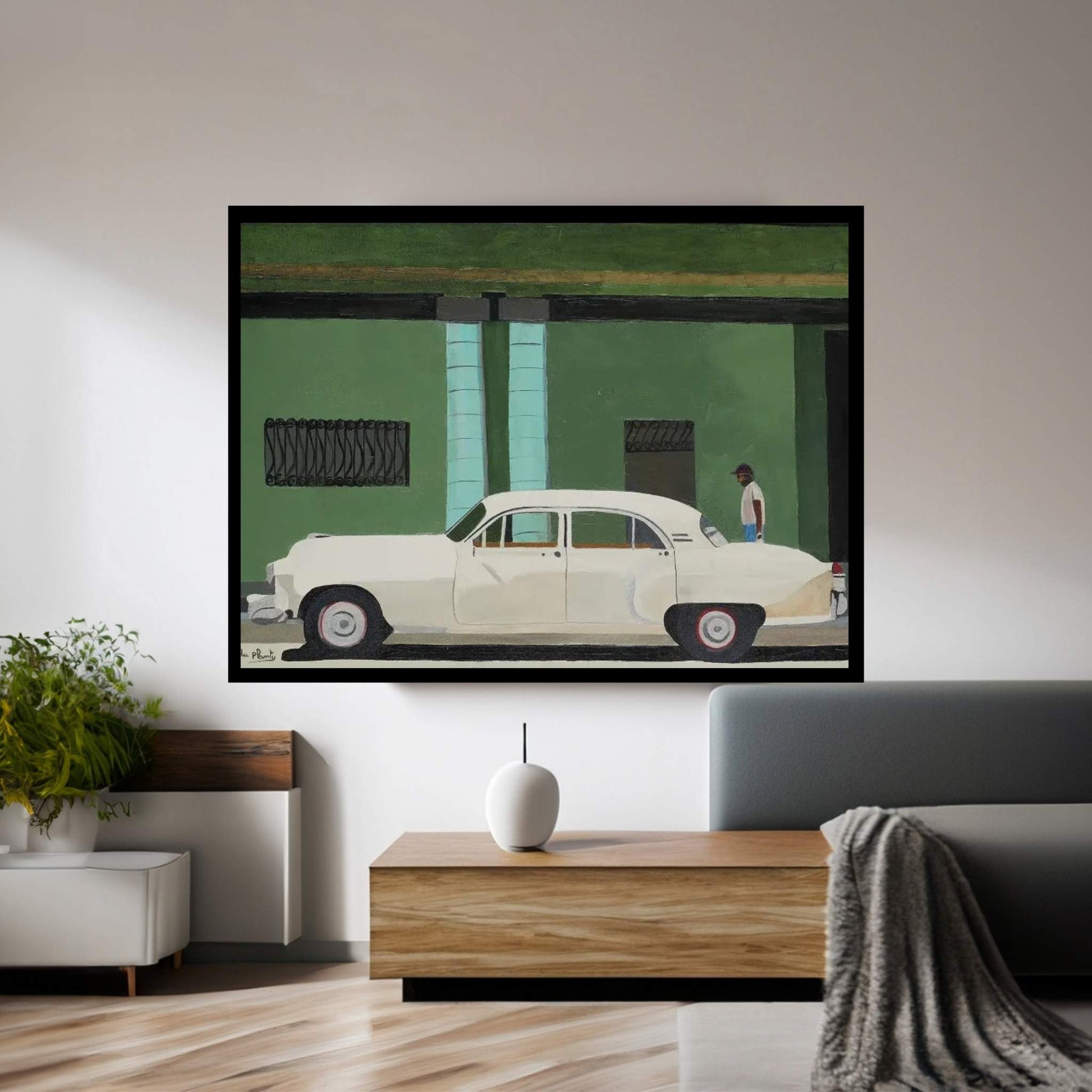 White Havana Canvas Wall Art - Y Canvas