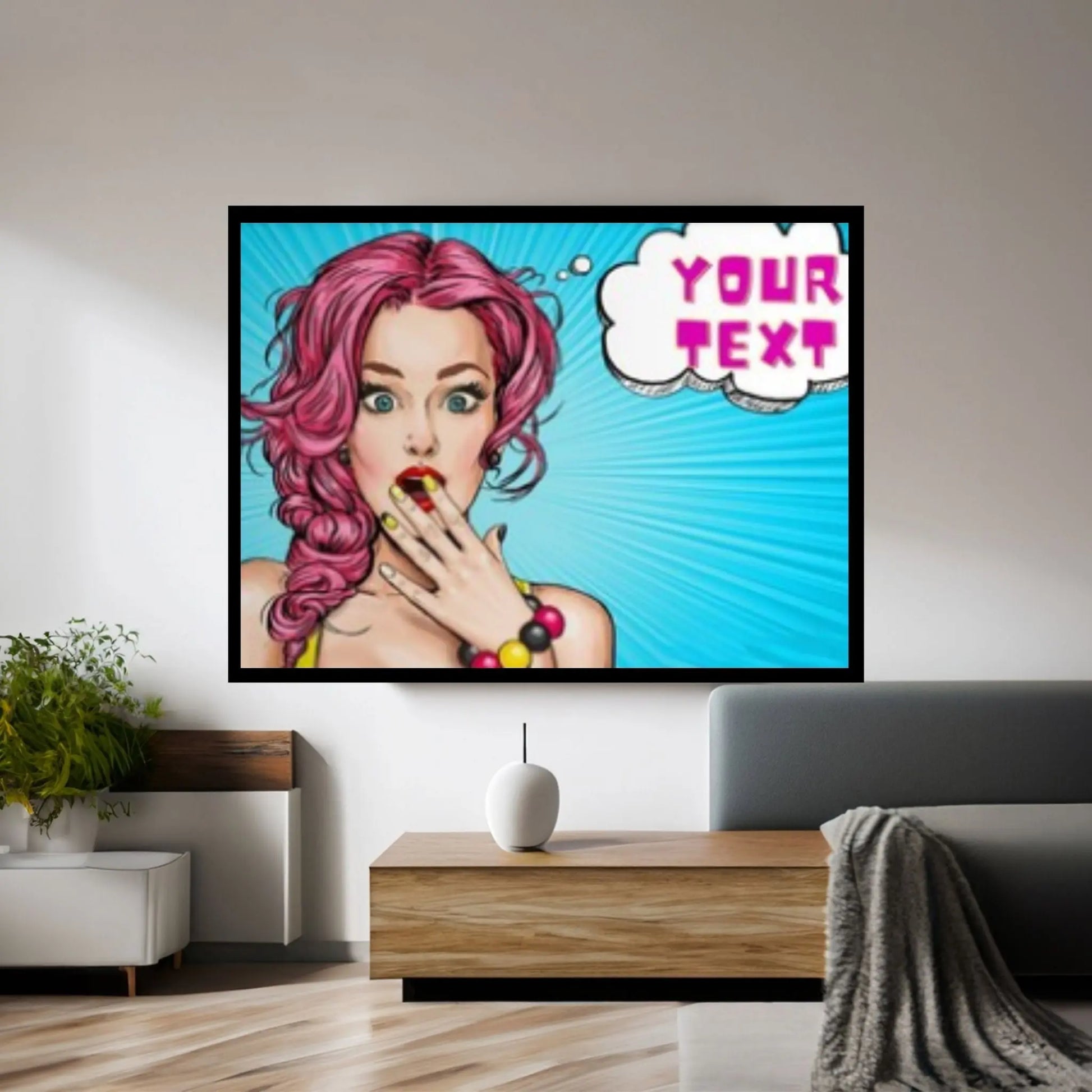 Customize Youre Text Here Pop Art Woman Wall Art, Comic Pop Art, Retro Comic - Y Canvas