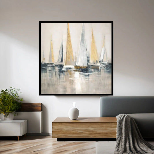 British Battleships Canvas Wall Art Painting - Vintage Seascape Painting,Ship Canvas Art At Sea Oil Painting - Y Canvas