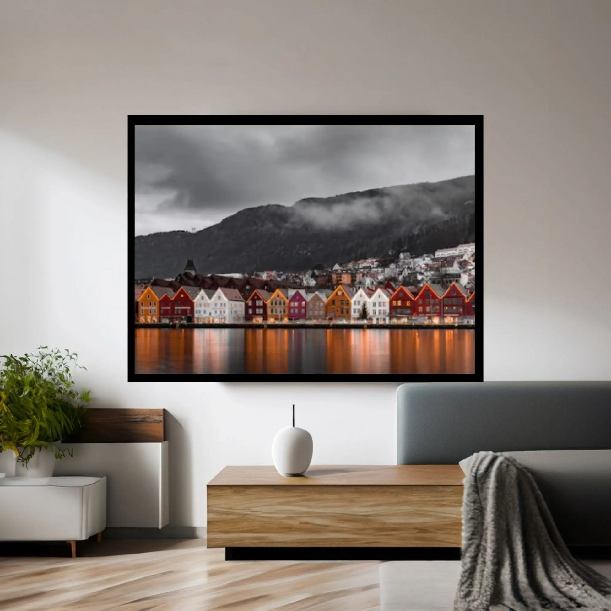 Norway Art Canvas Poster/Gift/Printed Famous Places Art Canvas-Bryggen Bergen Pictures - Y Canvas