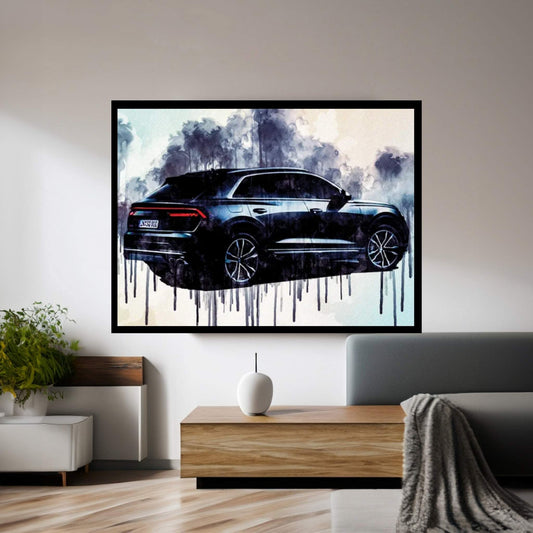 2020 Audi Sq8 Rear View Exterior Gray Suv Canvas Wall Art - Y Canvas