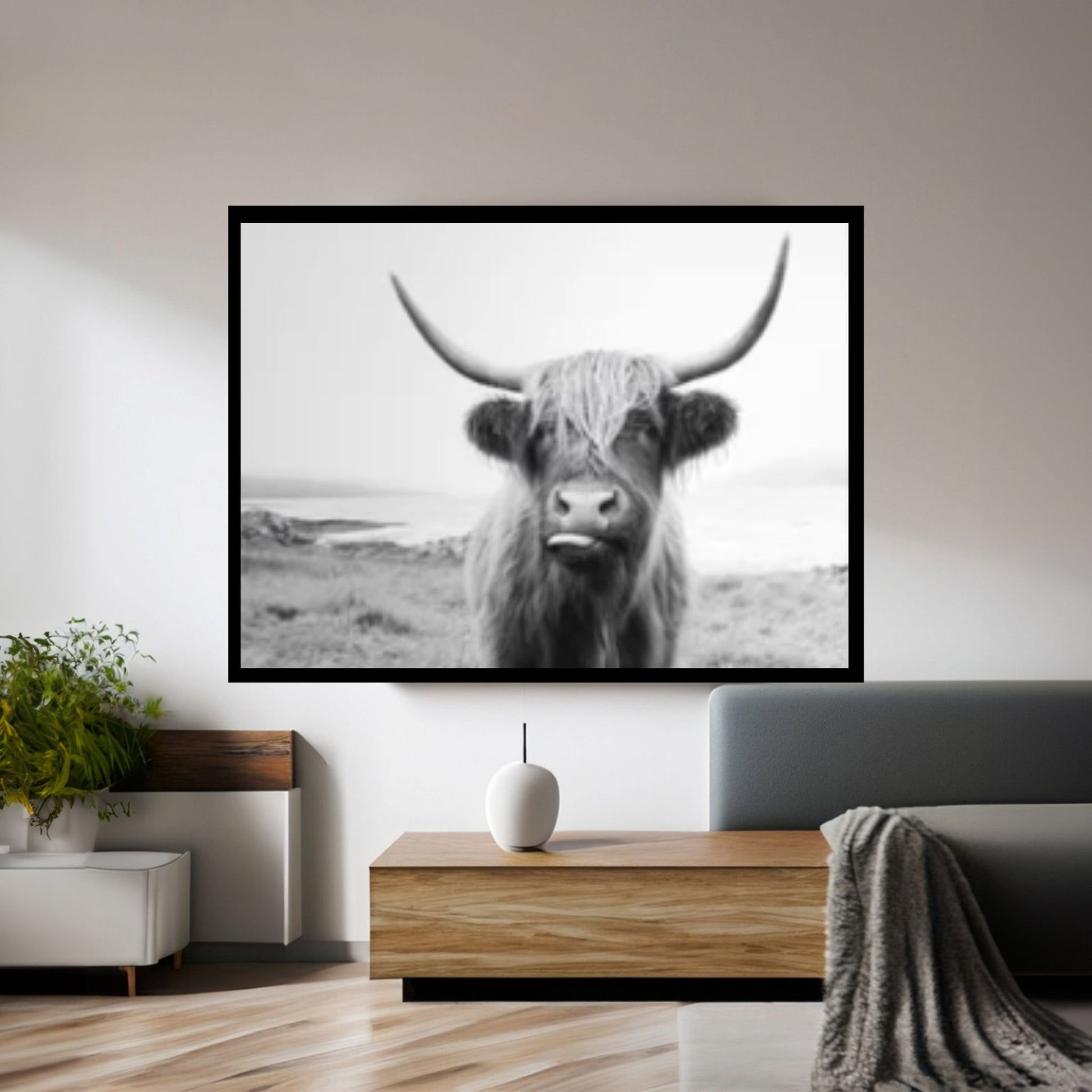 Highland Cow Canvas Wall Art Photo Print, Cattle Farming Print Animal, Highland Cow Canvas Art Print - Y Canvas