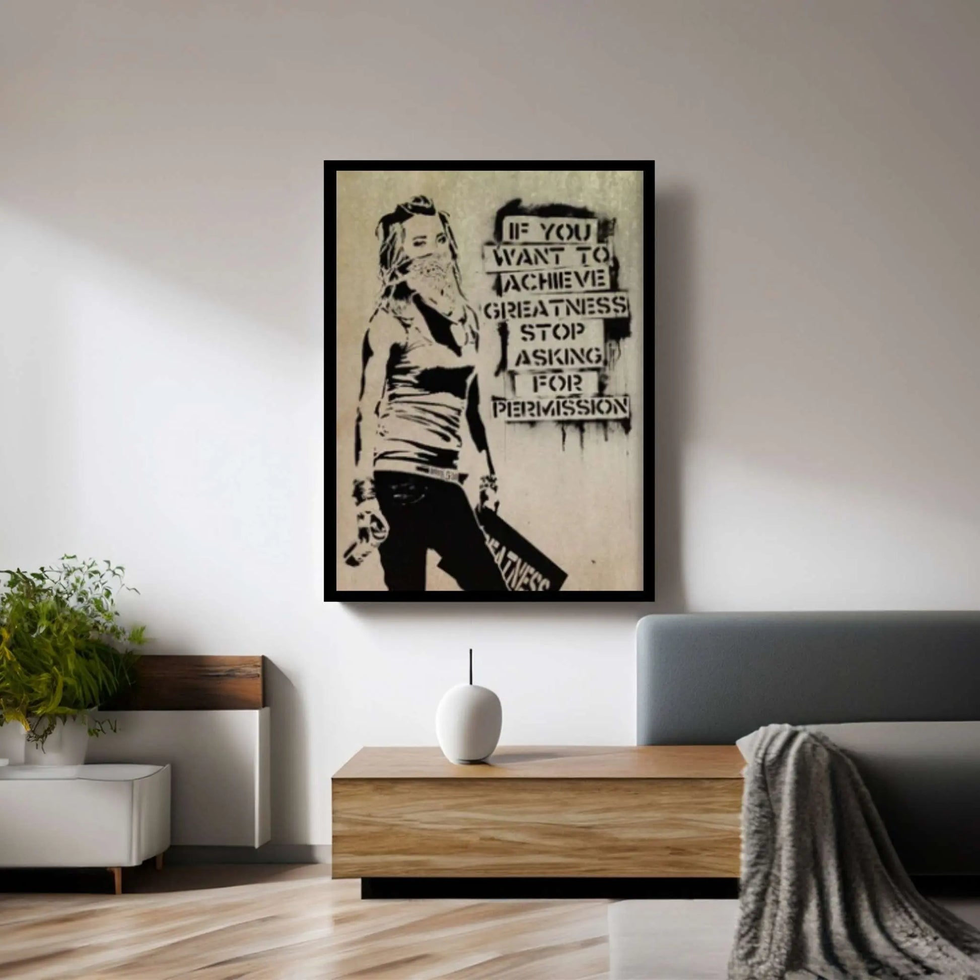 Banksy Canvas, Banksy Print, Banksy Art Print, Banksy If You Want To Achieve Greatness - Y Canvas