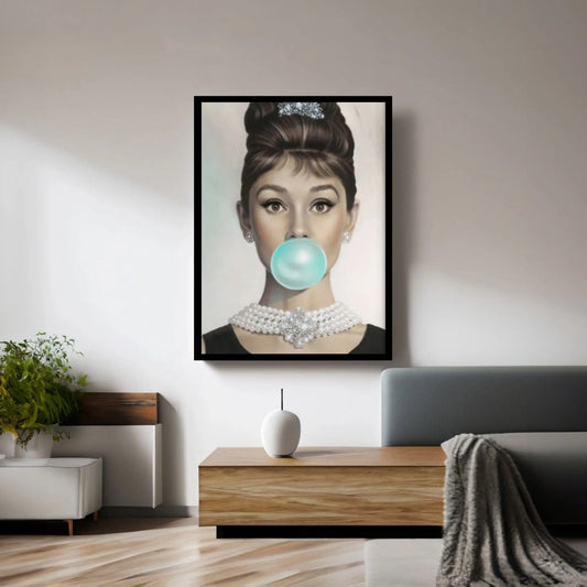 Audrey Hepburn Gum Canvas Print Breakfast at Tiffany's Wall Colored Pop Art - Y Canvas