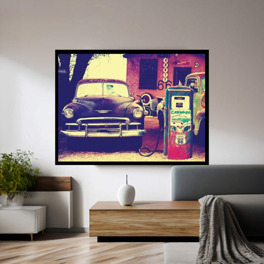 U.S. Route 66 Fill-Up Station Canvas Wall Art - Y Canvas