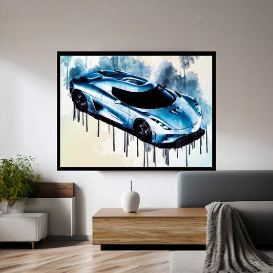 Koenigsegg Regera Hypercar Top View Silver Regera Supercar Canvas Wall Art - Y Canvas