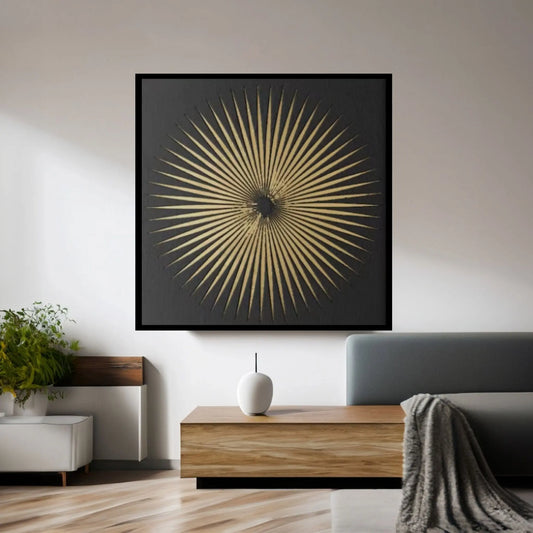 Golden Circle Oil Painting on Canvas Original Modern Textured Painting Abstract Living Room Wall Art - Y Canvas