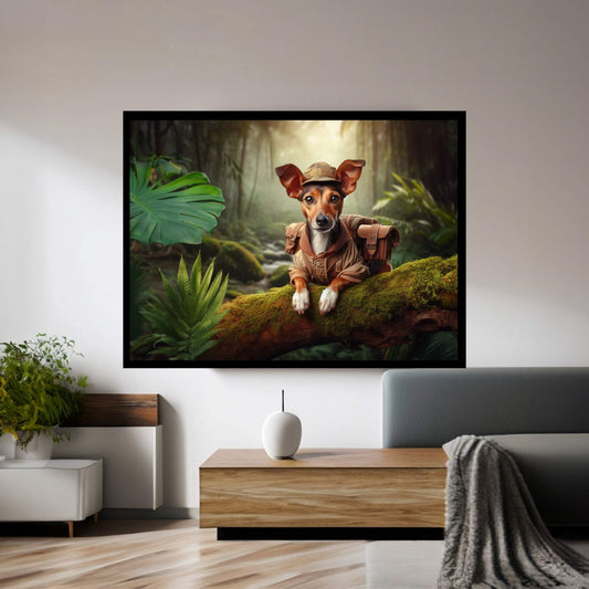 Adventurous Little Dog, Dog in the Forest Canvas Wall Art - Y Canvas