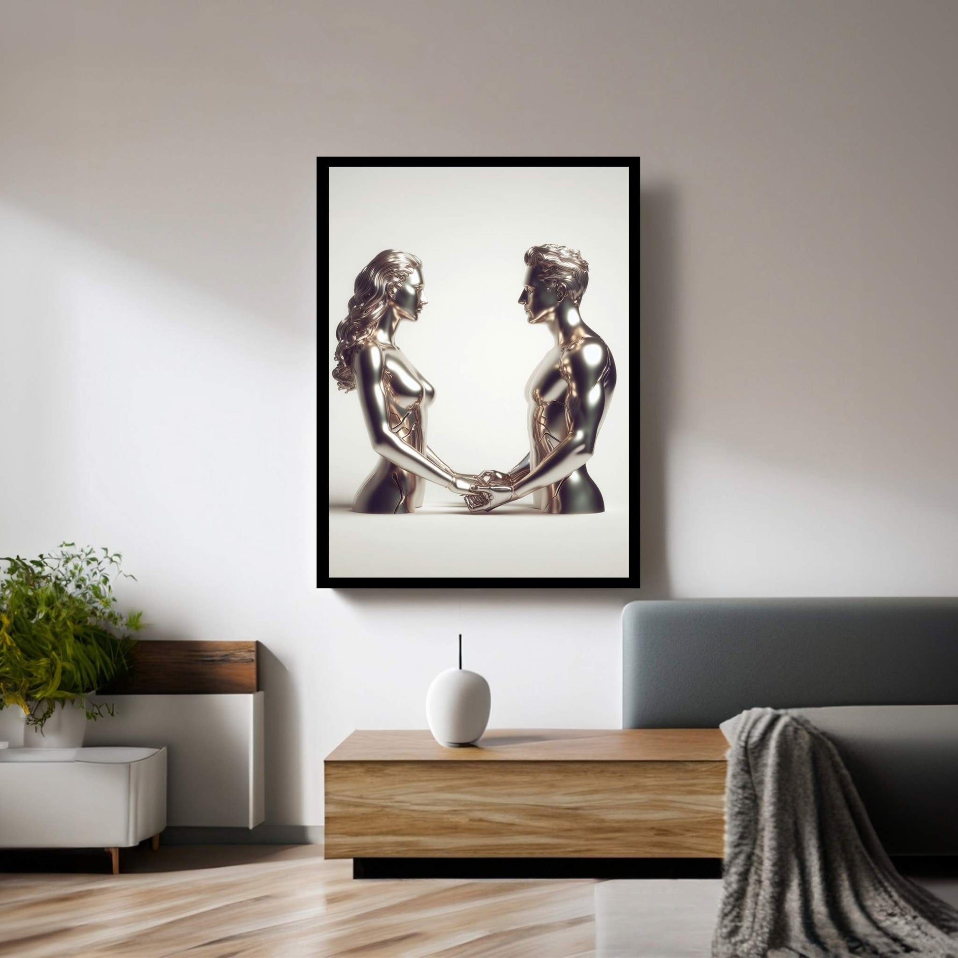 Metalic Love Couple Canvas Wall Art - Y Canvas