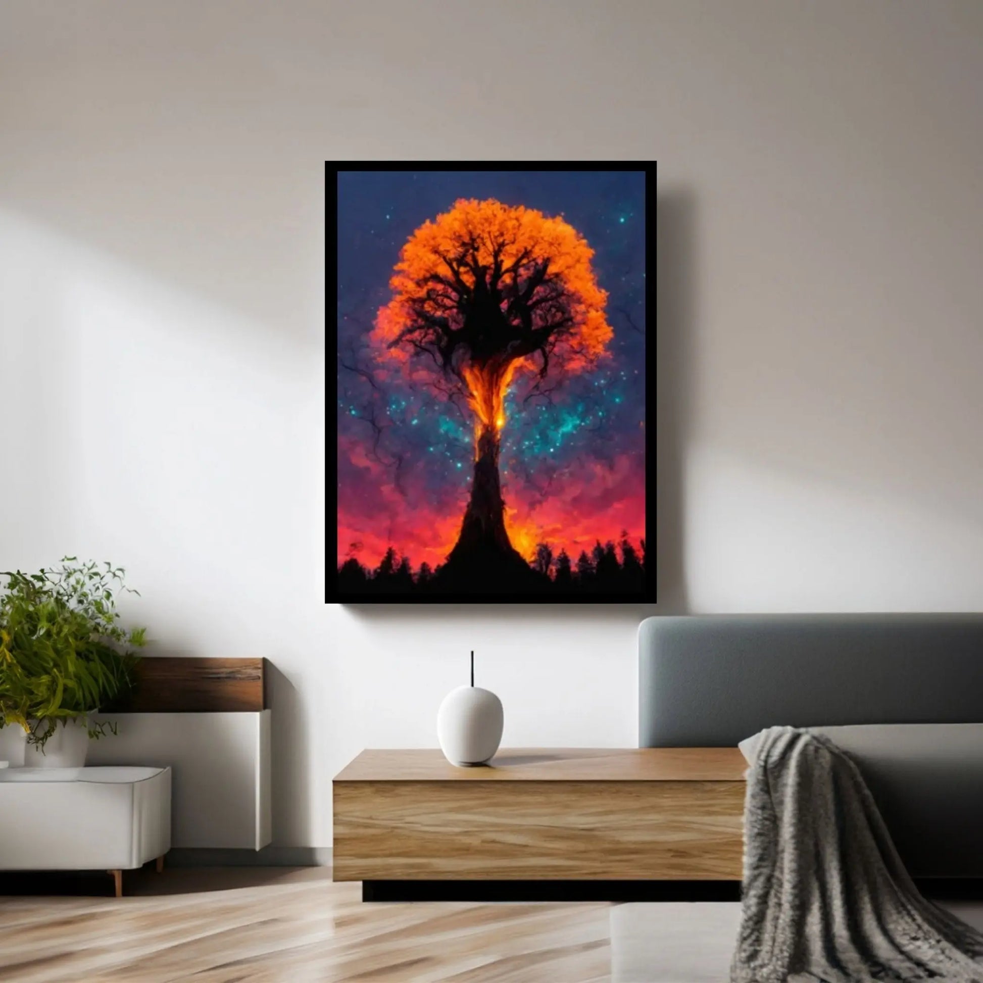 Forest Tree Canvas Wall art, Day Night Tree Forest Tree Canvas Wall Art Poster - Y Canvas