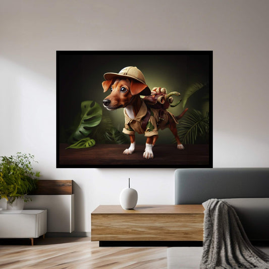 Adventurous Little Dog, Dog in the Forest Canvas Wall Art - Y Canvas