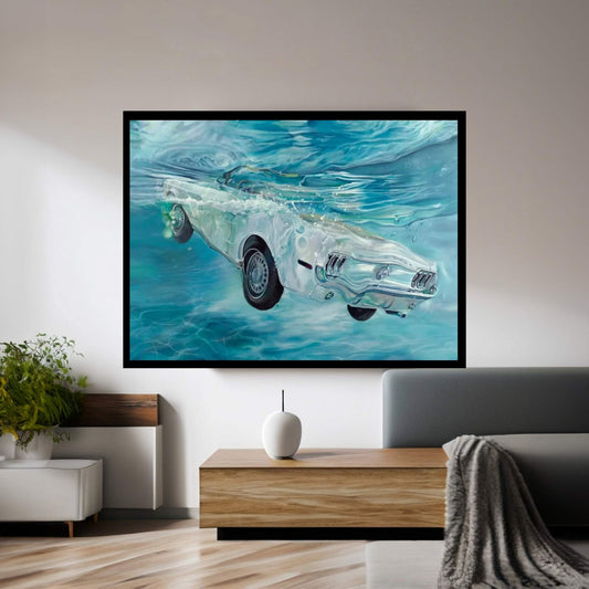 White Mustang Canvas Wall Art - Y Canvas