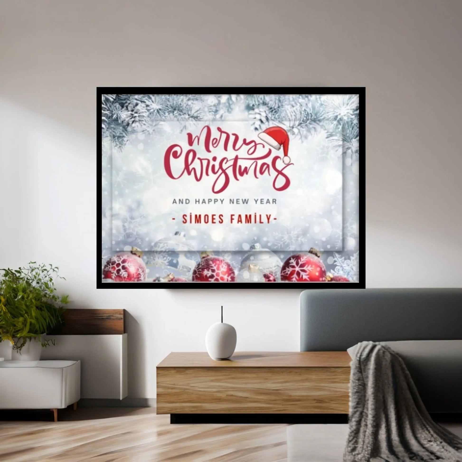 Christmas Decor Sign Personalized Custom Family Welcome Home Holiday Wall Art Canvas Print Decorations Name Sign Modern Farmhouse Wall Decor - Y Canvas