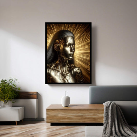 Gold Robotics Woman Canvas Wall Art - Y Canvas