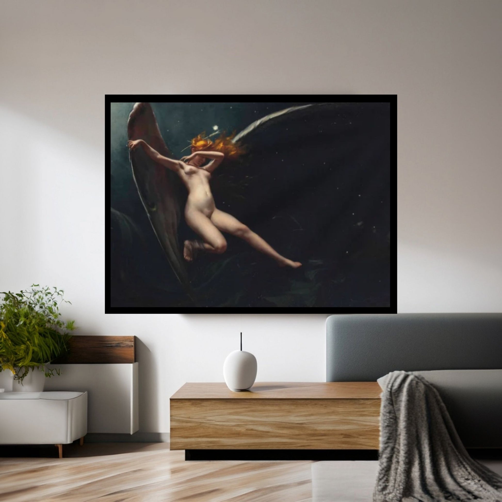 A Fairy Under Starry Skies - Luis Ricardo Falero Floating Frame Option - Y Canvas