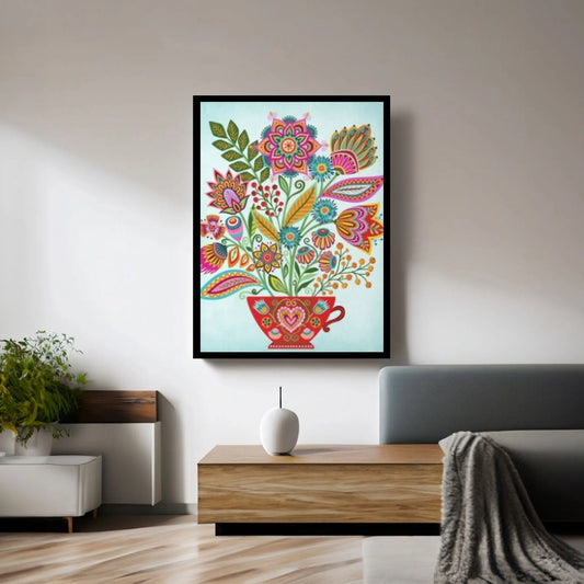 Mexican Art , Traditional Mexican Poster, Floral Mexican Wall Art Decor, Latin American Decor Canvas Wall Art - Y Canvas