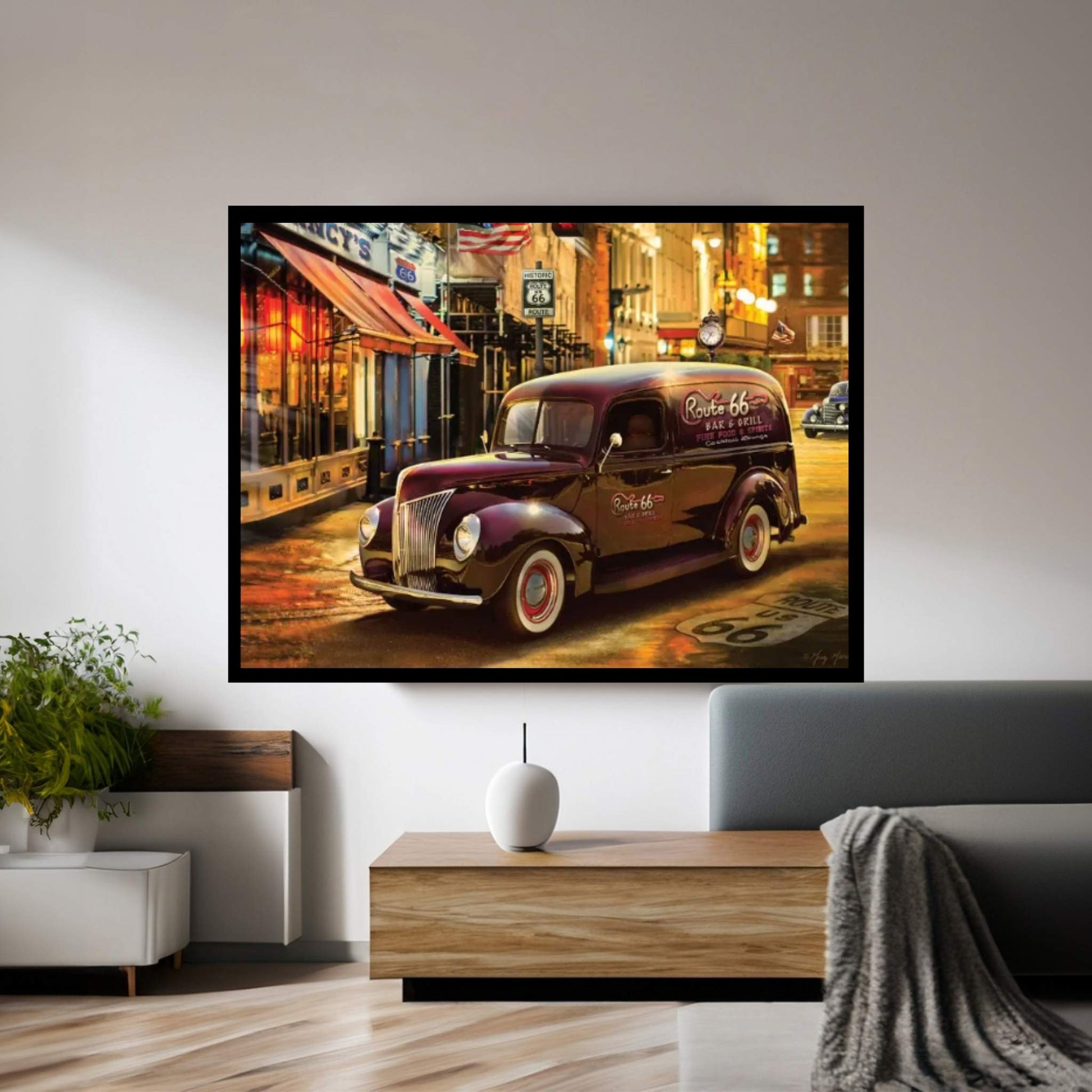 Nostalgic America Panel Truck Canvas Wall Art - Y Canvas