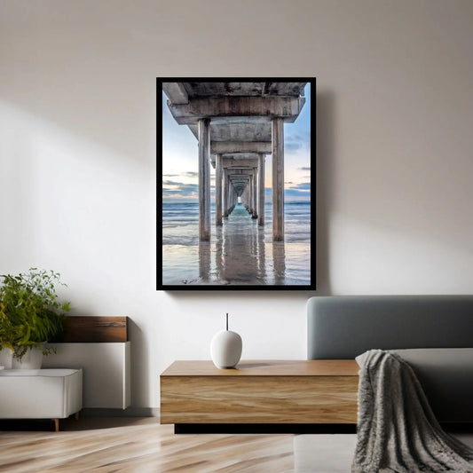 Support Pillars, Ellen Browning Scripps Memorial Pier, La Jolla, San Diego, California, USA Canvas Wall Art - Y Canvas