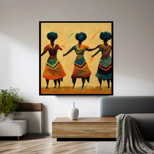 African Women Dancing, Woman Silhouette, African Woman Canvas Wall Art, Wall Art Canvas, Woman Painting - Y Canvas