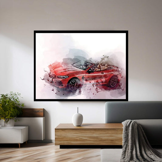 BMW M8 Competition Cabrio Red Cabriolet 2022 Canvas Wall Art - Y Canvas