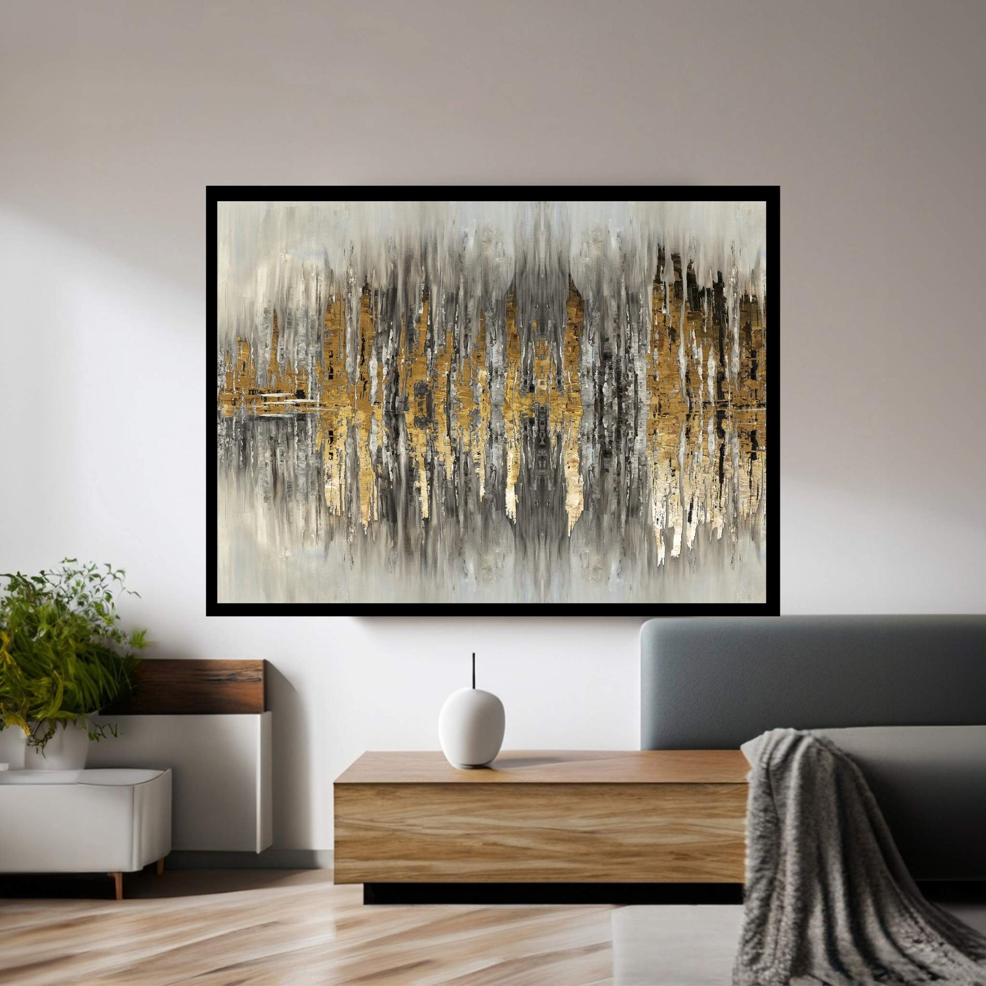 Modern Gold Abstract Wall Art Canvas - Y Canvas