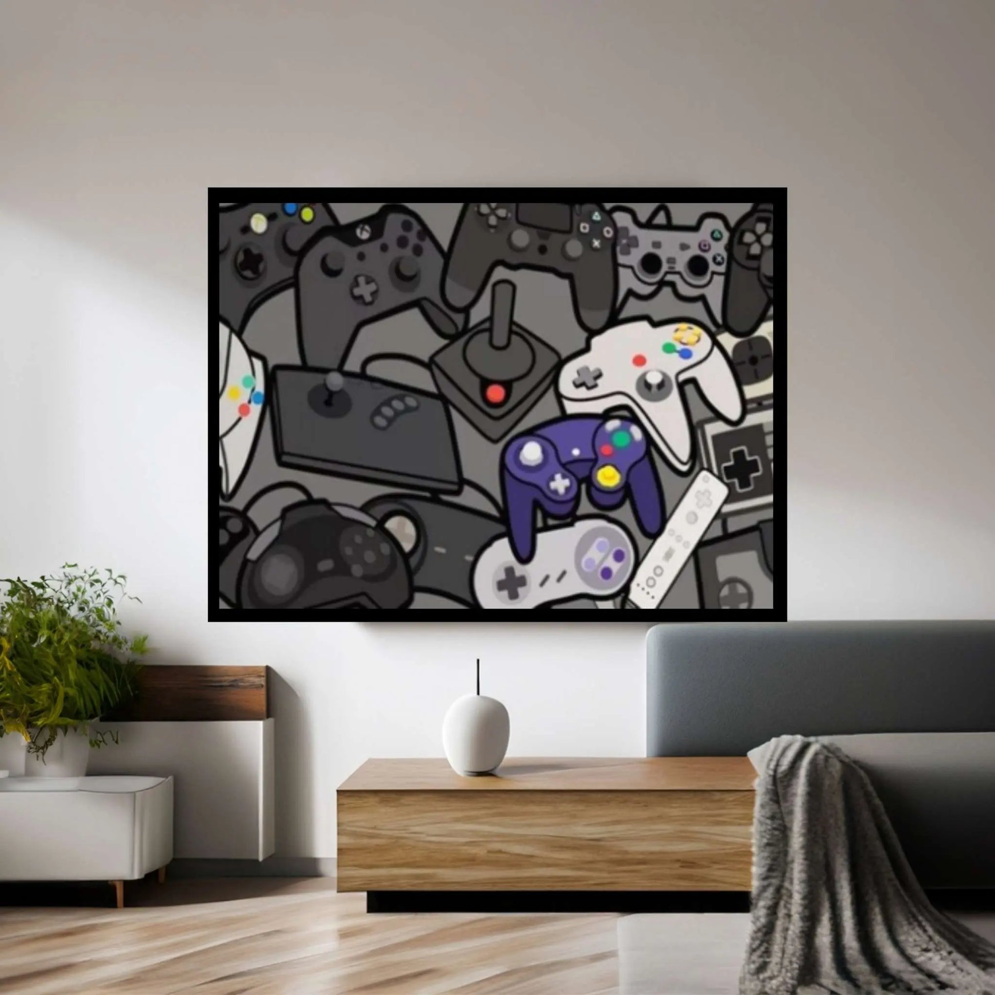 Game Room Wall Art Canvas Game Controllers Art Canvas Print Poster - Y Canvas