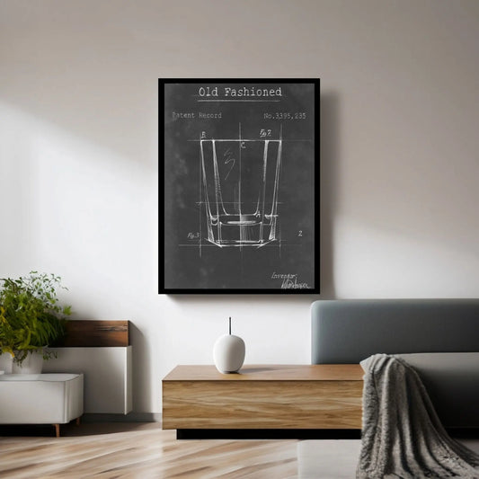 Barware Blueprint I Canvas Wall Art - Y Canvas