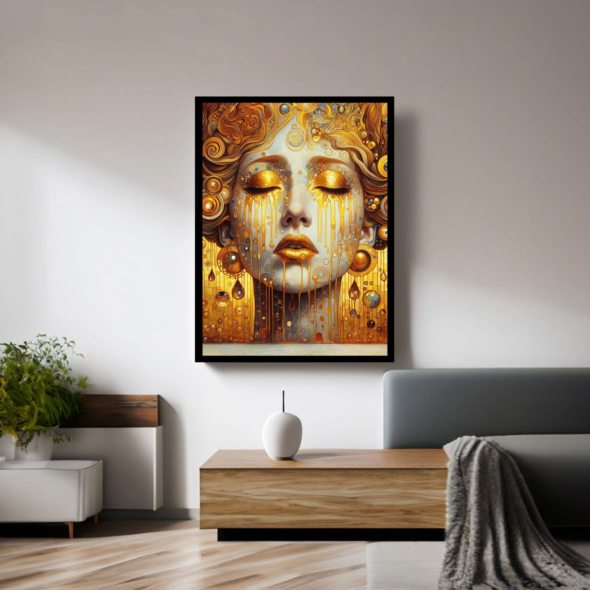 The Golden Tears Gustav Klimt Modern Abstract Reproduction Canvas Wall Art - Y Canvas