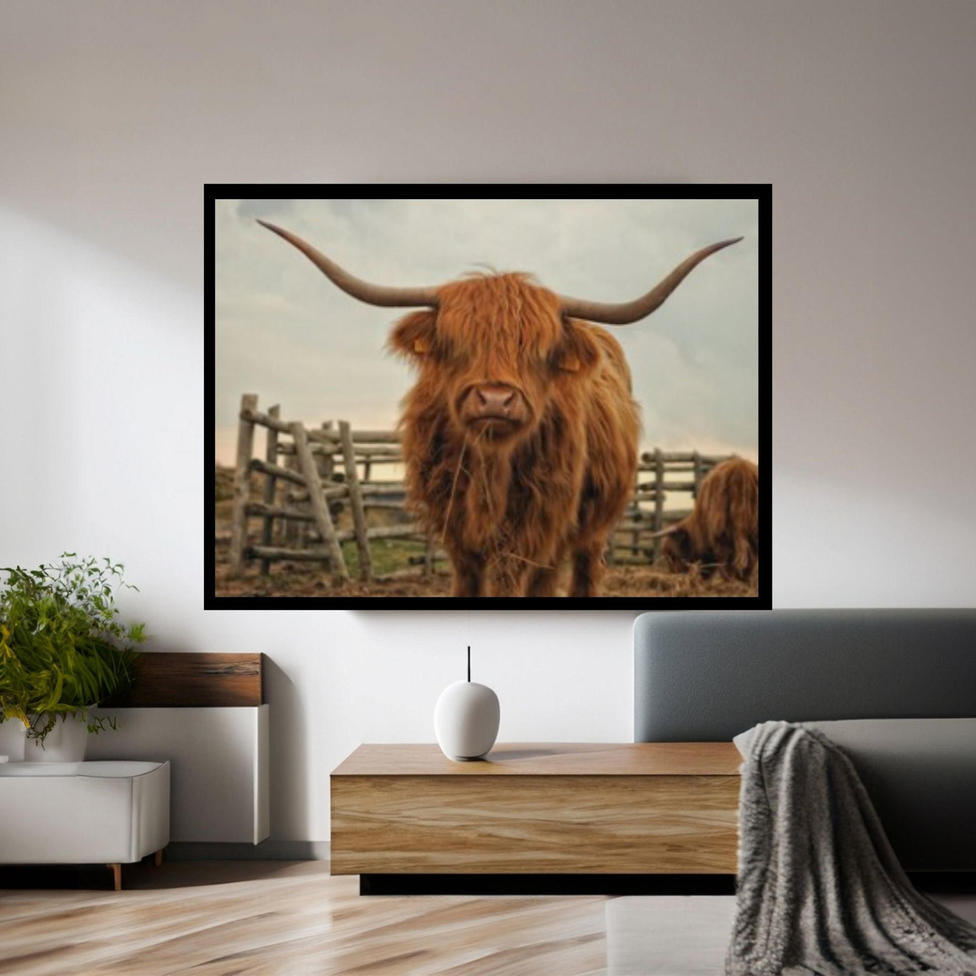 Highland Cow Wall Art | Highland Cow Animal Canvas Wall Art - Y Canvas