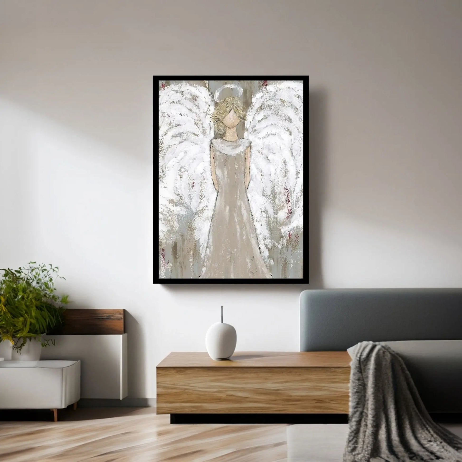 Farmhouse Guardian Angel Canvas Wall Art - Y Canvas