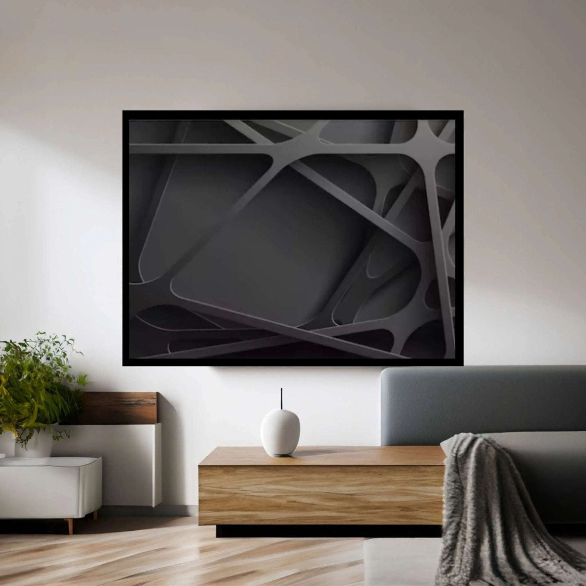 Black Canvas 3D Effect Canvas Wall art, Metallic Effect Canvas - Y Canvas