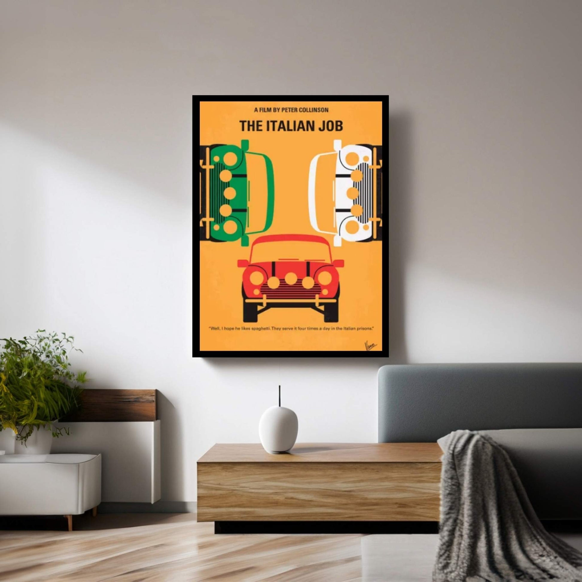 The Italian Job Minimal Movie Poster Canvas Wall Art - Y Canvas