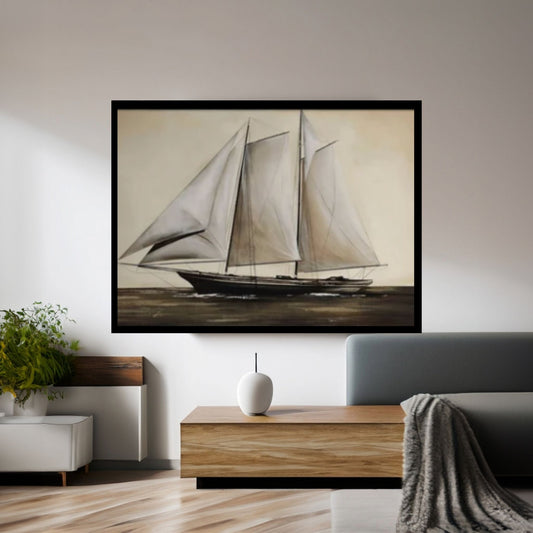 Seascape Wall Art Decor, Ship Ocean Painting, Ship Oil Painting, Ocean Decor, Sailing Ship Canvas Art - Y Canvas