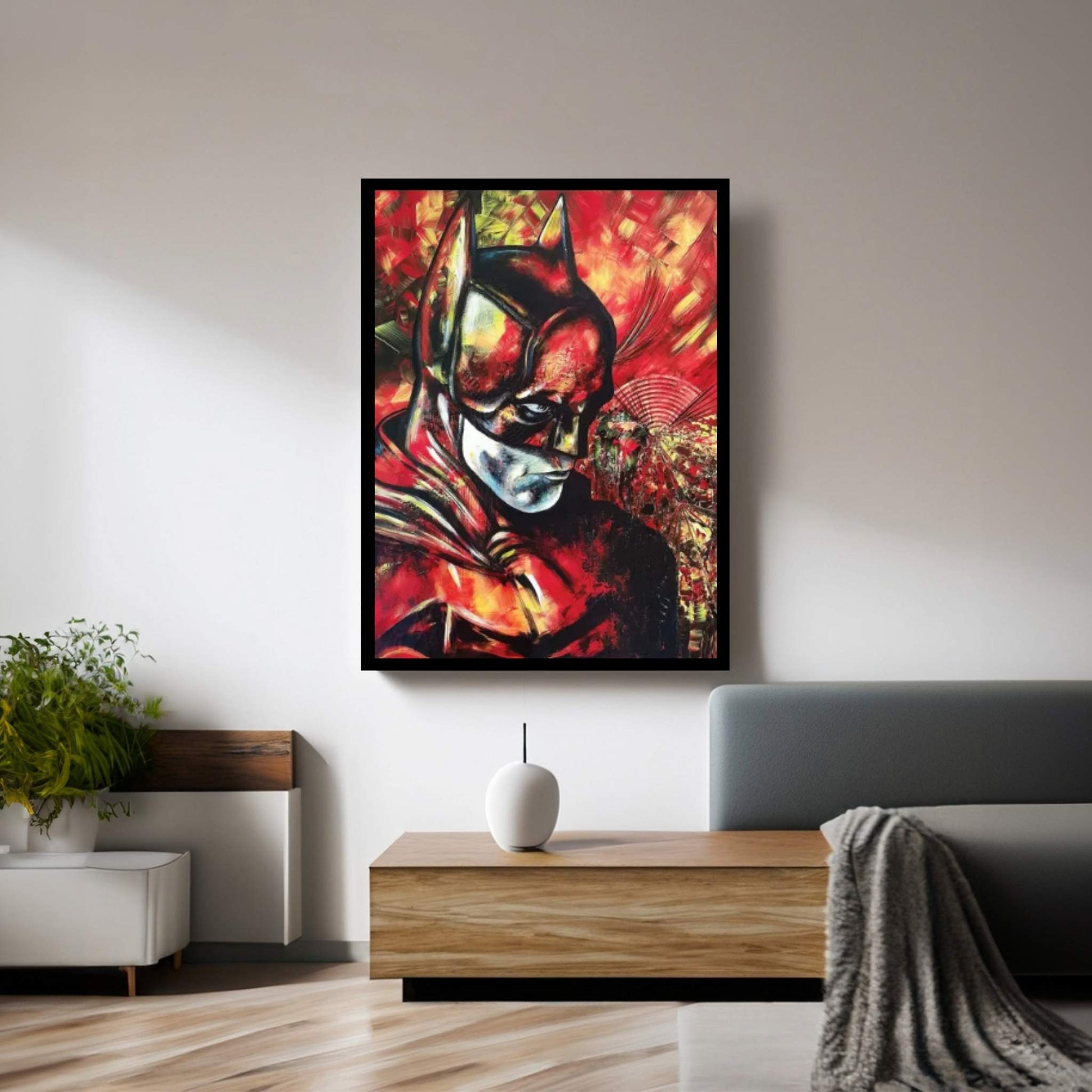 Batman On Fire Canvas Wall Art - Y Canvas