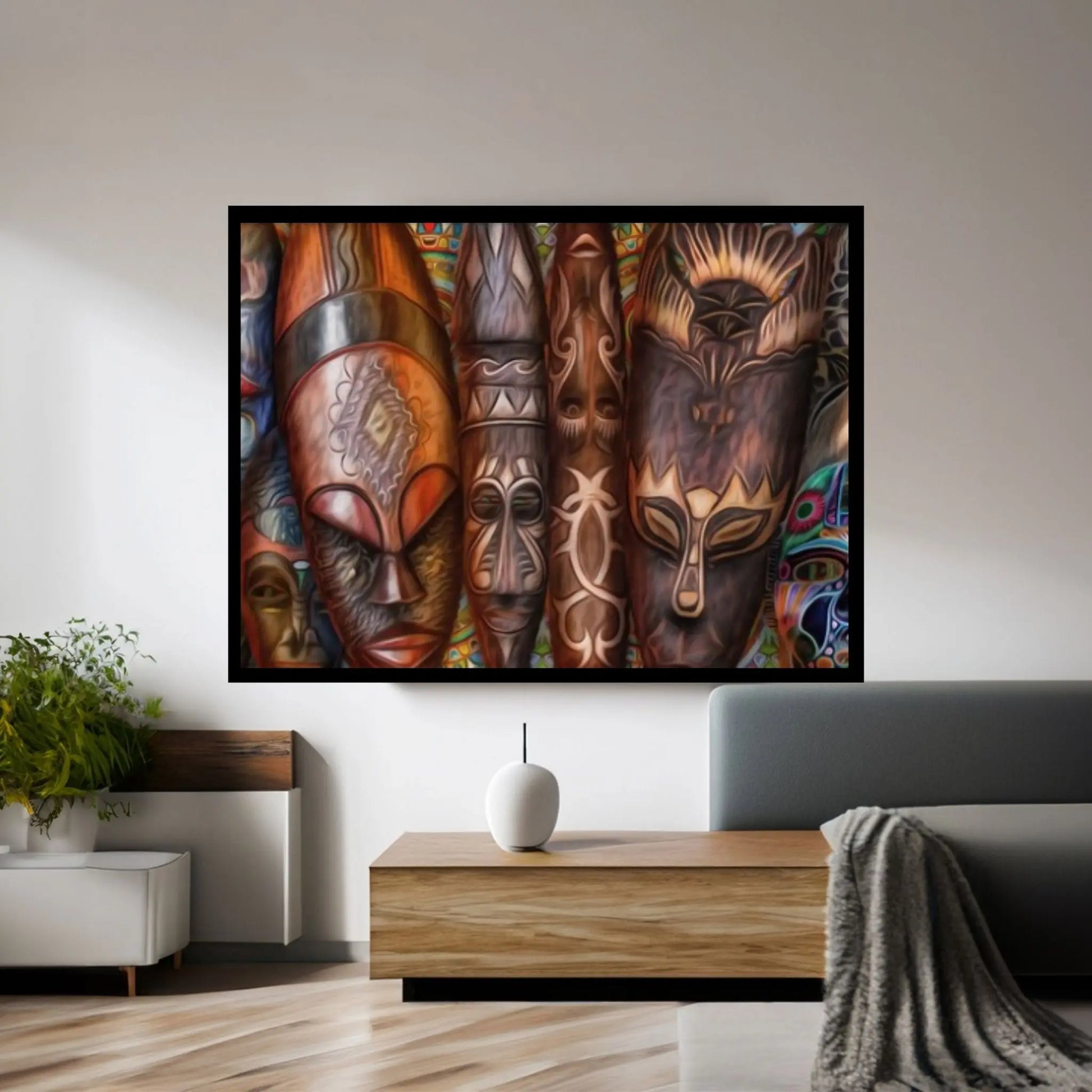 African Traditional Masks Canvas Wall Art Design Canvas Wall Art - Y Canvas