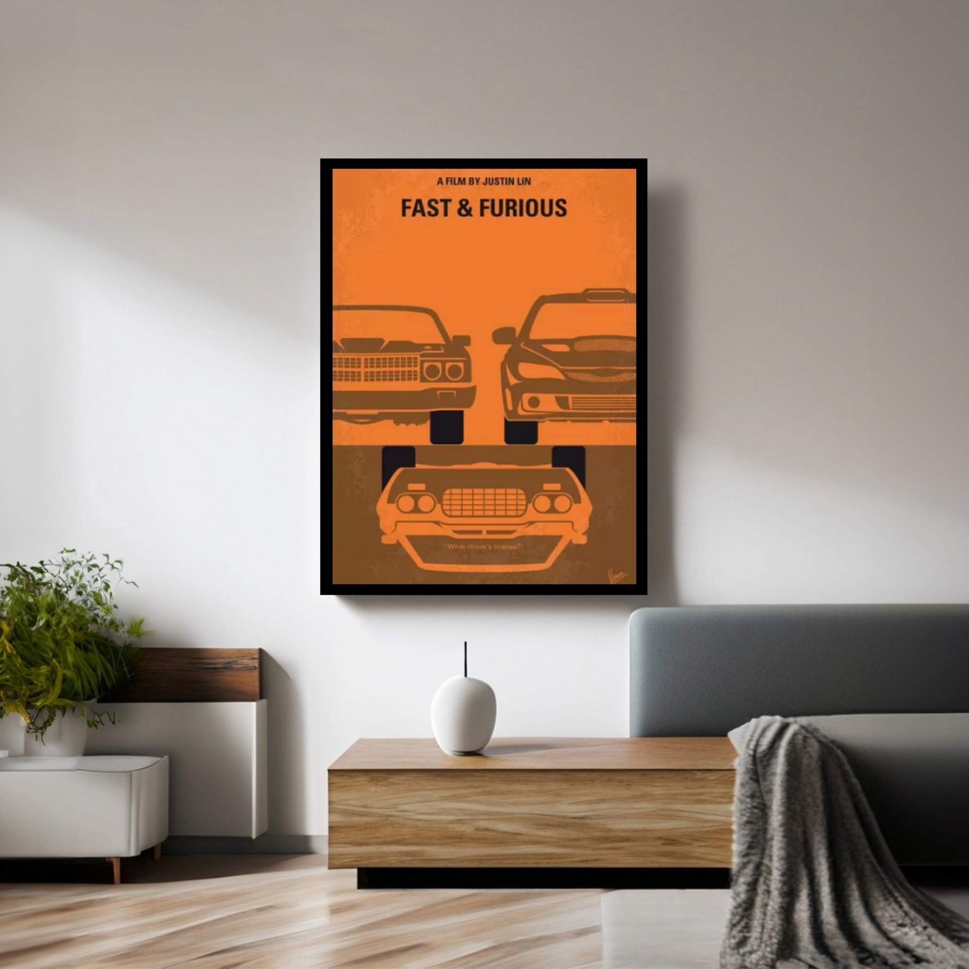 Fast And Furious Minimal Movie Poster Canvas Wall Art - Y Canvas