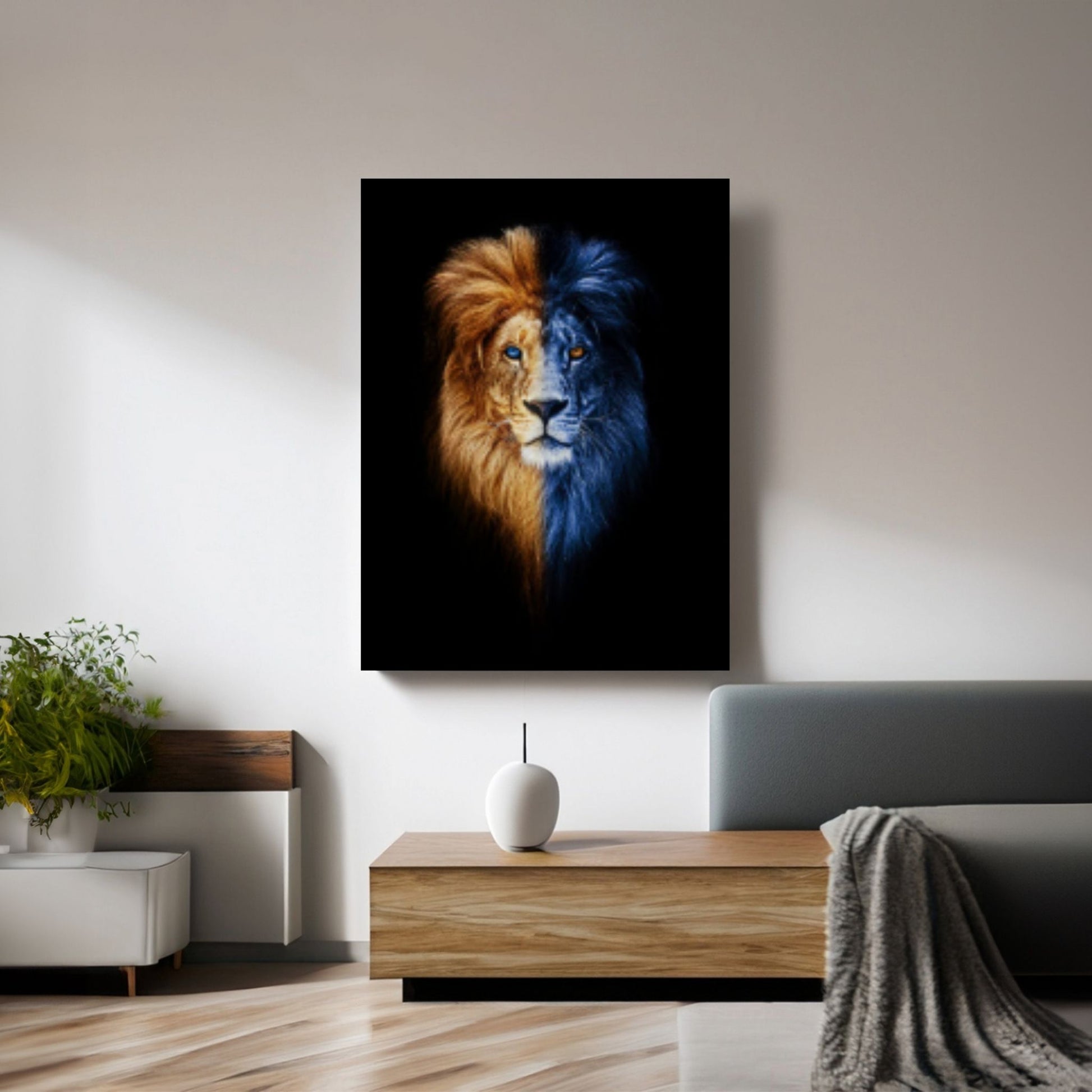 African Lion Canvas Wall Art, Lion wall art - Y Canvas