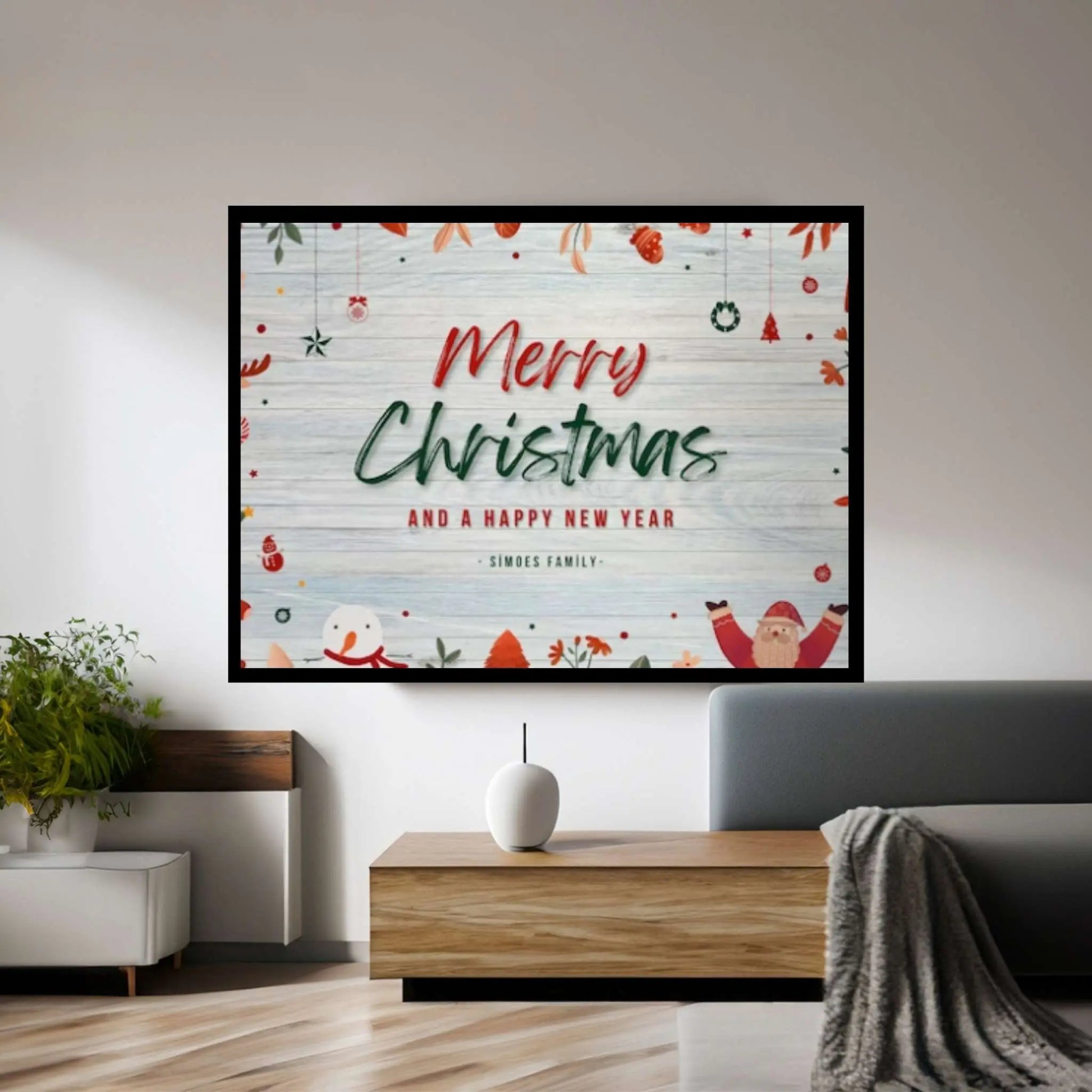 Christmas Decor Sign Personalized Custom Family Welcome Home Holiday Wall Art Canvas Print Decorations Name Sign Modern Farmhouse Wall Decor - Y Canvas