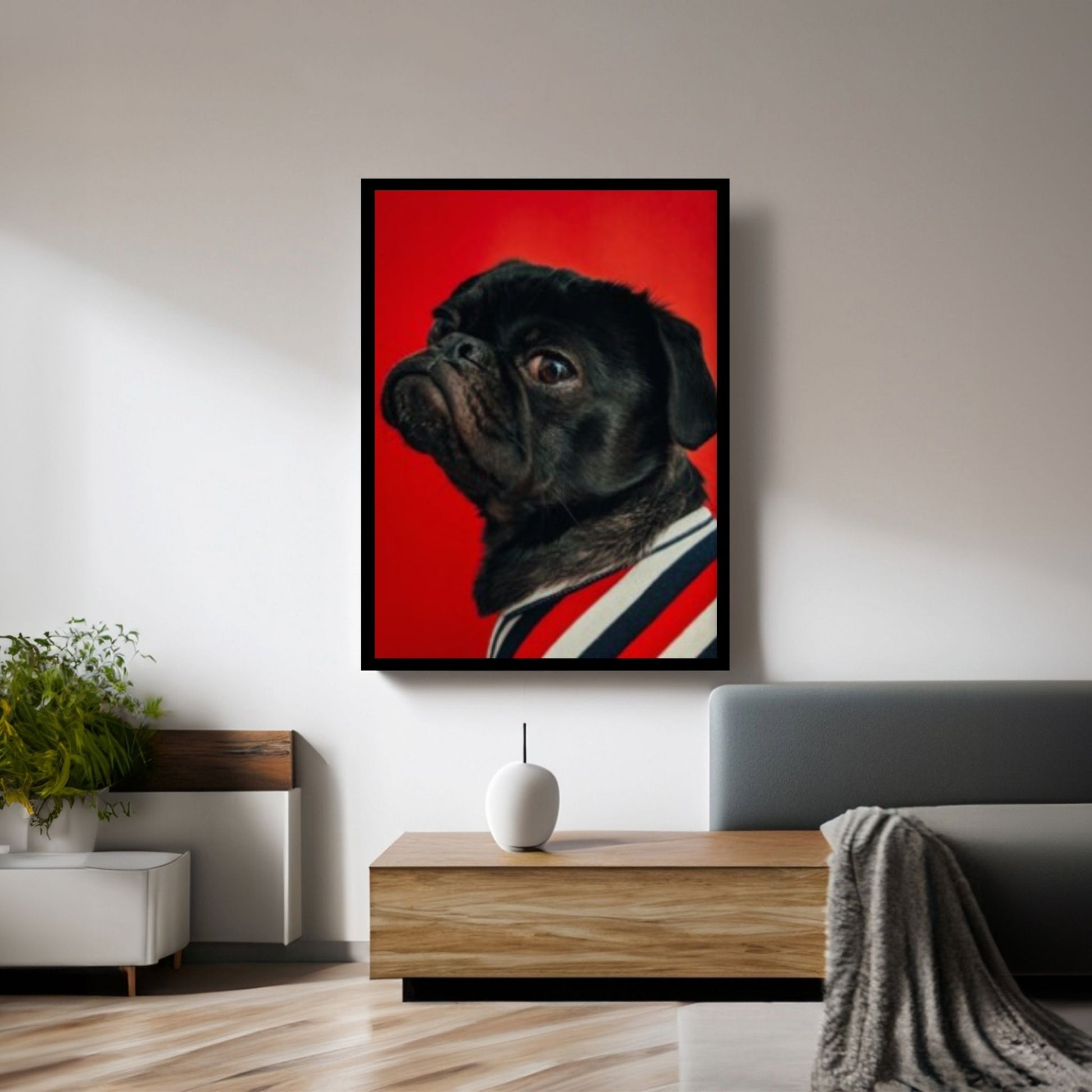 Pop Art Pug Dog Canvas Print Wall Art, Fanny Retro Vintage Art - Y Canvas