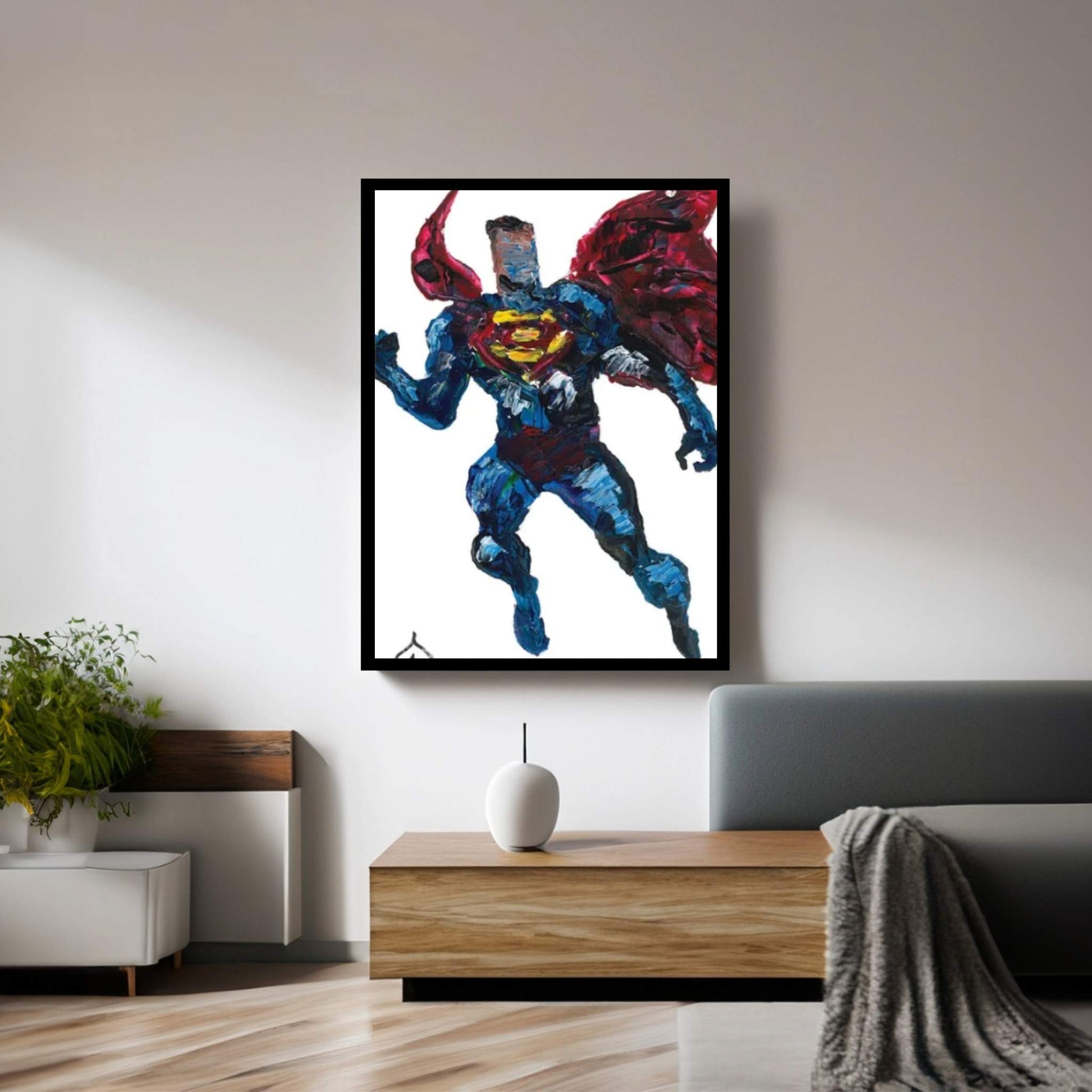 Superman Palette Knife Canvas Wall Art - Y Canvas