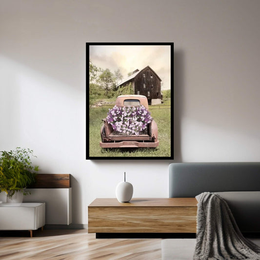 Petunia Truck Canvas Wall Art - Y Canvas