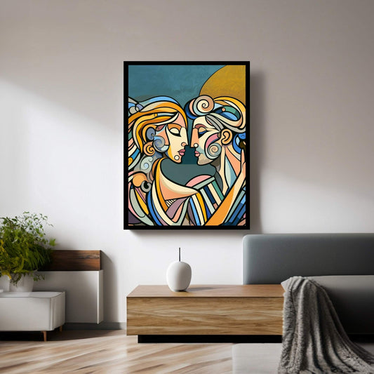 Love Couple Picasso Style Canvas Wall Art - Y Canvas