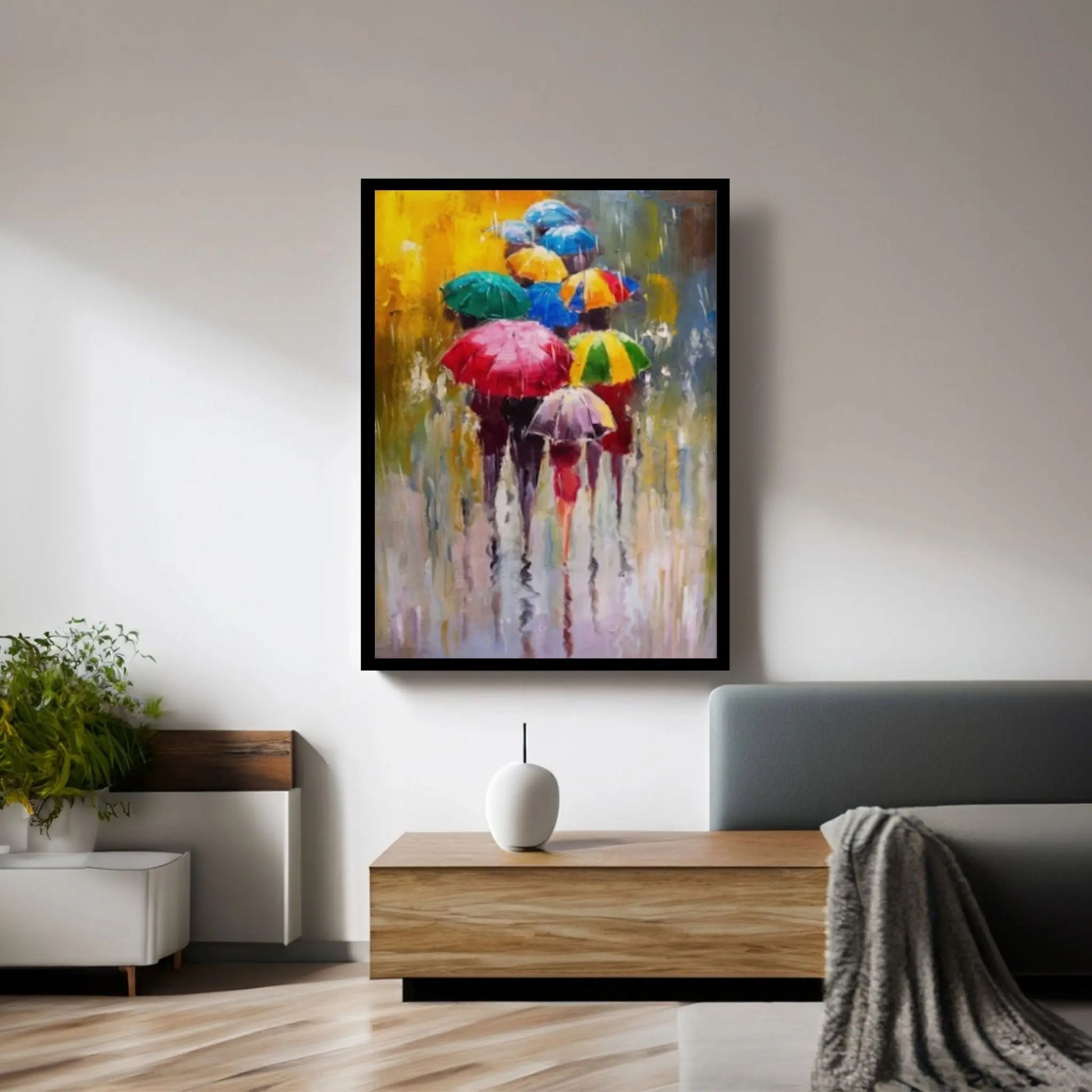 Color People Umbrella Canvas WAll Art Home Decor Poster Print - Y Canvas