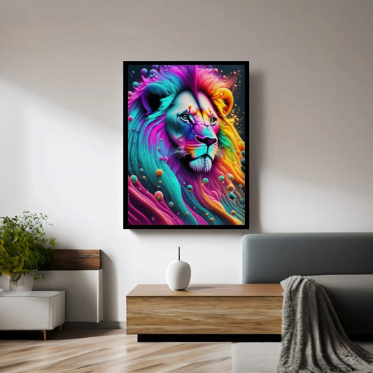 Colorful African Lion Canvas Wall Art, Animal Wall Art - Y Canvas