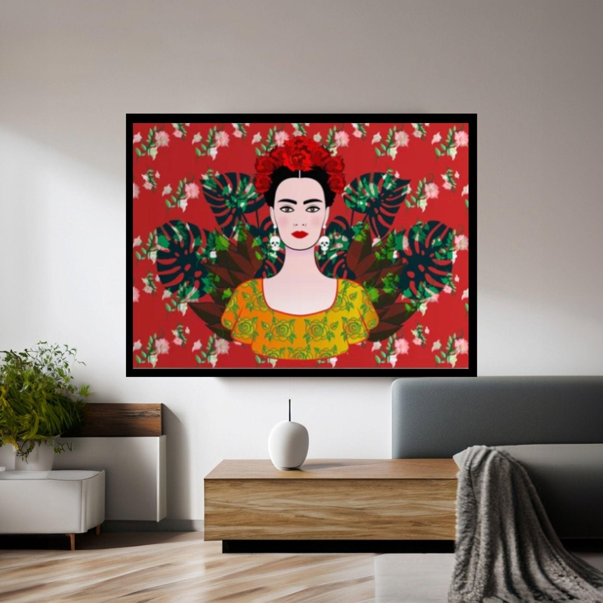 Frida Kahlo Art Canvas Frida Kahlo Wall Art, Mexican Floral Feminist Art - Y Canvas