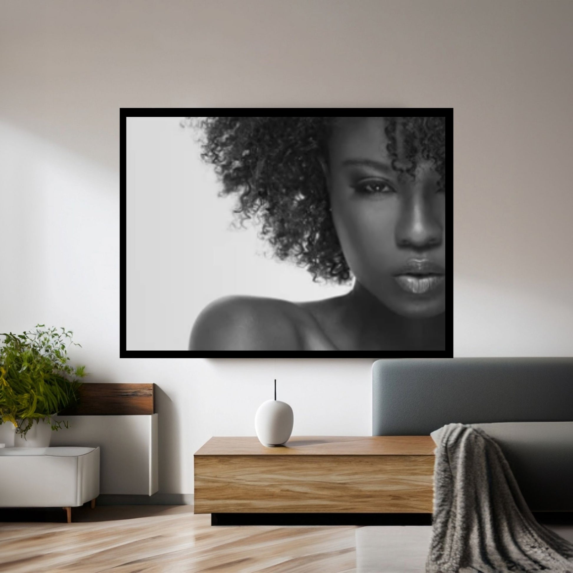 African Black Woman Portrait, Colorful Afro Art, African Woman Makeup Wall Art, Modern Art - Y Canvas