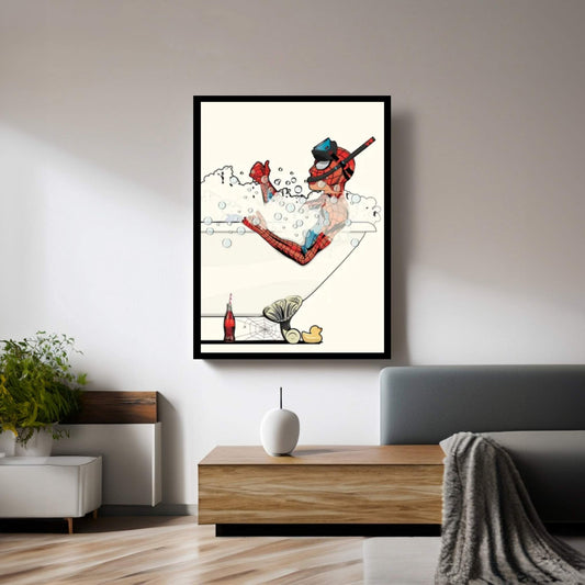 Spiderman Bath Canvas Wall Art - Y Canvas