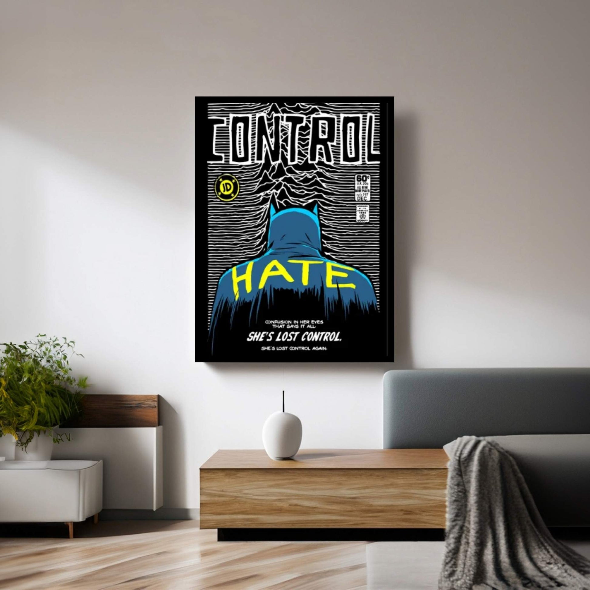 Post-Punk Bat - Control Canvas Wall Art - Y Canvas